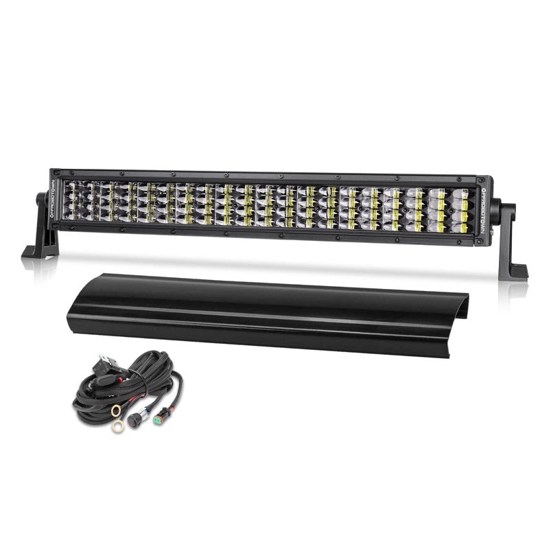 OFFROADTOWN 20Inch LED Light Bar 320W Off Road Driving Light Spot Flood Combo Work Light Fog Lights with Wiring Harness and Black Cover for Truck Pickup UTV SUV Bronco - Image 1